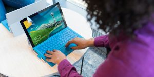 A digital office concept showing the future of work with AI and humans.