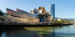 Visionary abstract architectural curves representing the future of work and long-termism