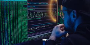 A close-up view of digital code and security logs being analyzed for algorithmic bias.