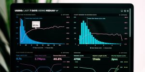Futuristic data visualization showing financial trends and algorithmic patterns for forensic accounting.