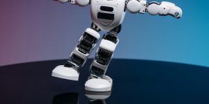 An engineer managing a robotic system, representing strategic human oversight.